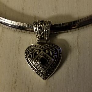 Stainless Steel Necklace With Heart Pendant -Onyx